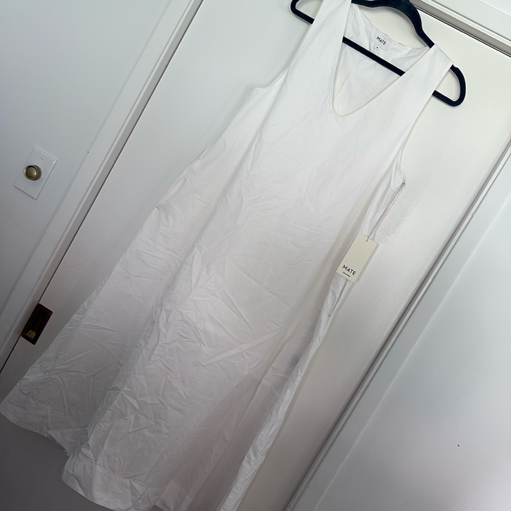 Mate White With Pockets Dress Medium, Organic Cotton Tank